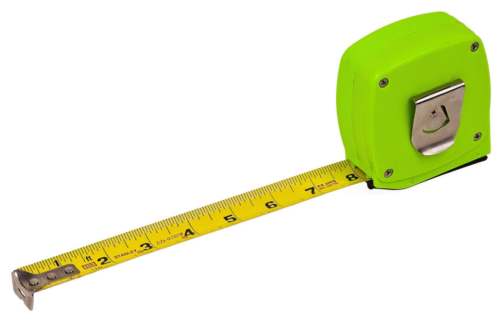 A green tape measure extended across a white background, a Wikimedia Commons photograph in the encyclopedia of Mike Kobeissi