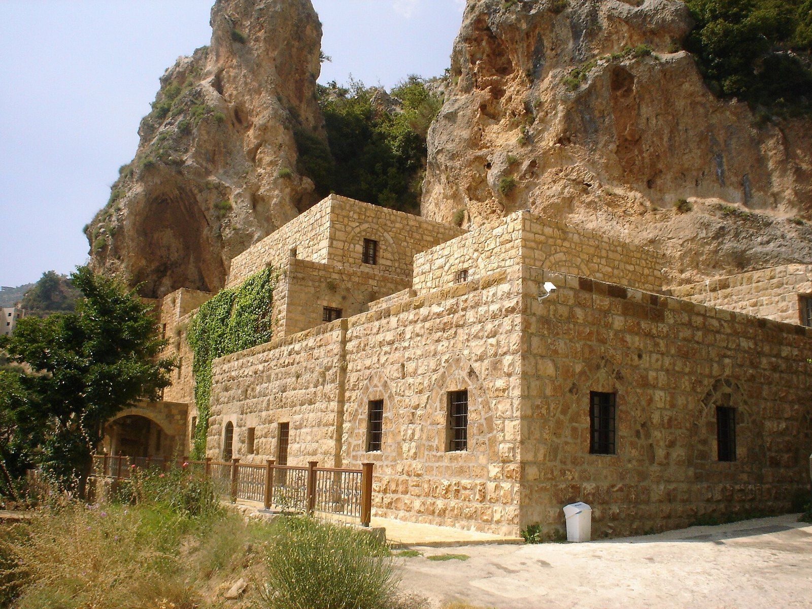 The Gibran Museum, a stone monastery building set against the cliffs at Bsharri in norther, a Wikimedia Commons photograph in the encyclopedia of Mike Kobeissi
